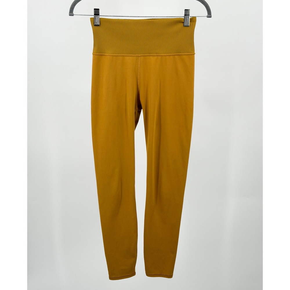 Vuori Rib Studio Leggings Womens Mustard Yellow VW428 High Rise 24.5"